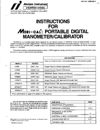 Thumbnail of document Manual - Meri-Cal Digital Manometer Calibrator